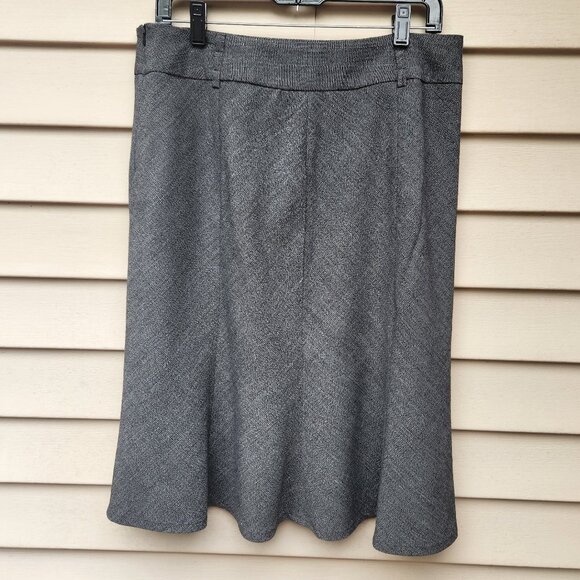 Dalia Collection Gray Skirt Flounce Hem Knee-Length Modest Classic Workwear - Picture 8 of 10